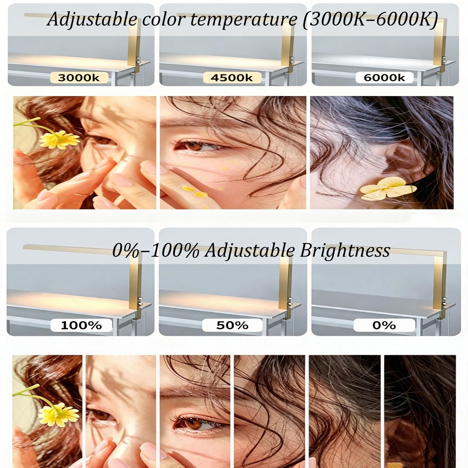 Lampada Professionale da Tavolo per Unghie (Modello Grande) – Lampada da Scrivania a LED con Manopola di Regolazione – Illuminazione per Onicotecniche, Extension Ciglia(Black)