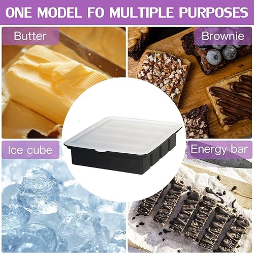 Miniatura 6 de Bandeja de silicona antiadherente para moldes de mantequilla, máquina de mantequilla de gran cavidad con capacidad para 8 cucharadas de mantequilla,