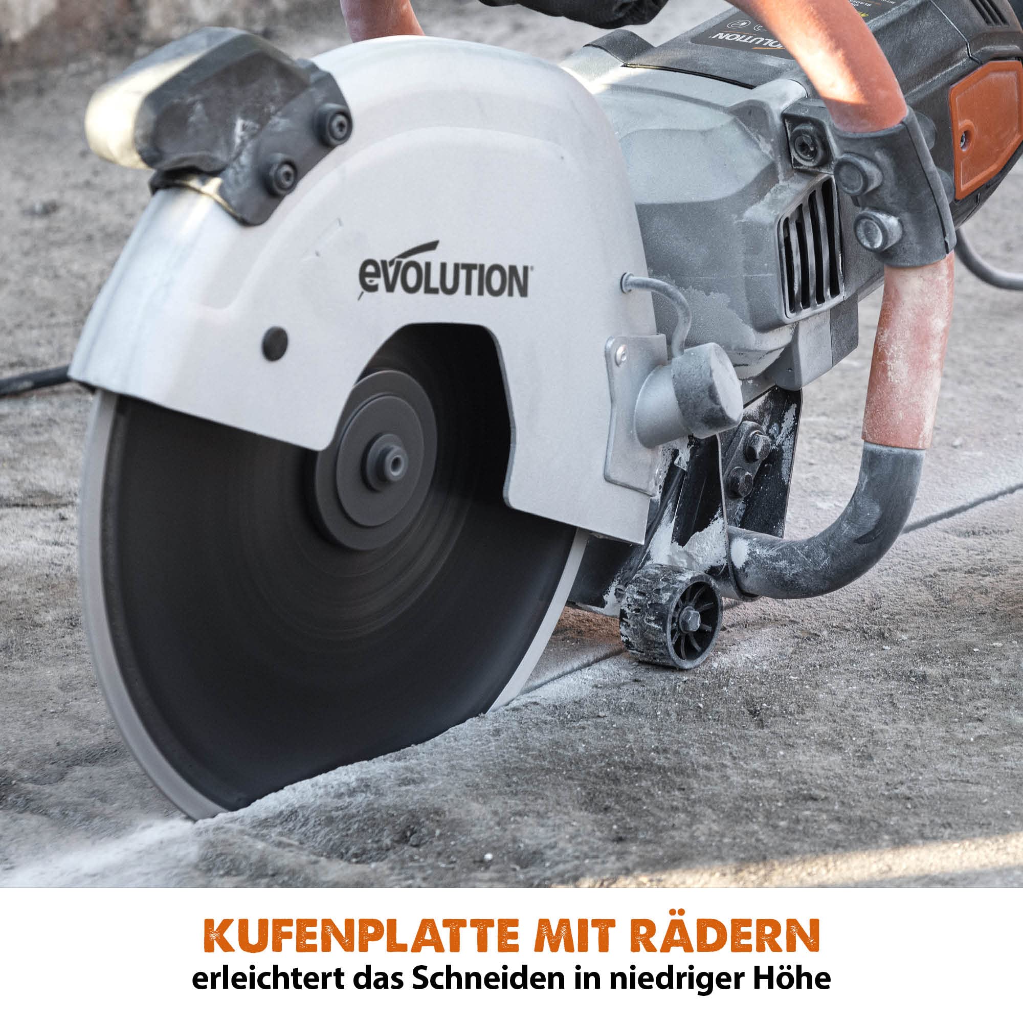 Evolution R300DCT Betonsäge Elektrische Steinsäge 2400W Steinschneidemaschine Trennjäger 300 mm Sägeblatt Diamantblatt Trennscheibe, 115 mm Schnitttiefe, schneidet Mauerwerk Gehwegplatten Beton