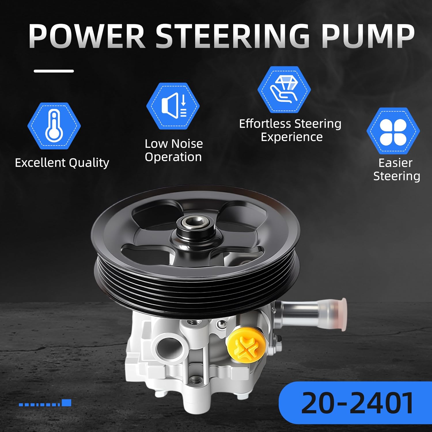 Power Steering Pump with Pulley, 2007-2009 for Dodge Caliber L4 1.8L, 2007-2012 for Caliber L4 2.0/2.4L, 2007-2017 for Jeep Compass Patriot L4 2.0/2.4L, Replace 20-2401, 5105048AA, 5105048AB