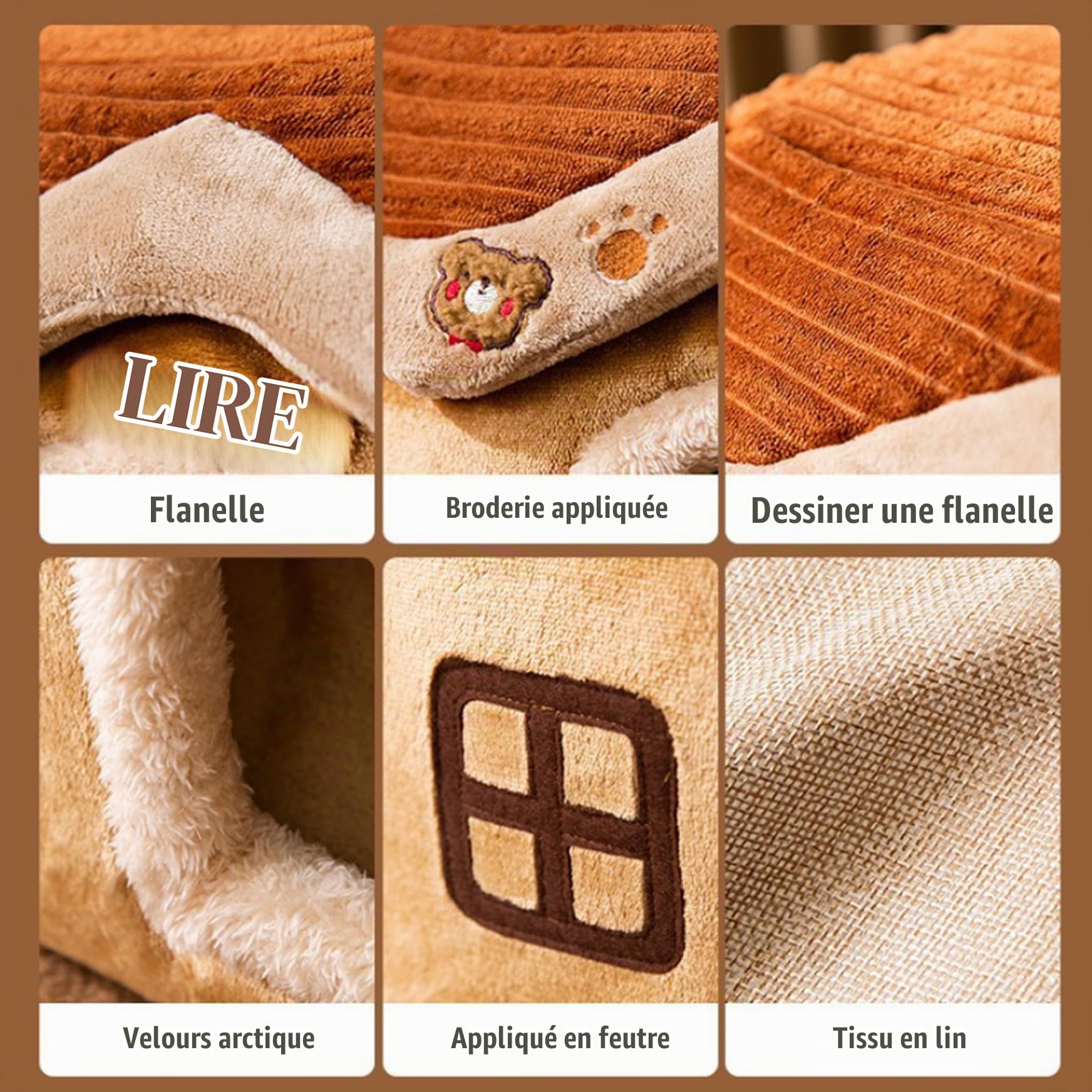 1pc Chien Maison intérieure Chaude détachable Petite Maison de Chien 15,8x11.8x12,6 Pouce Grand château de Chien Espace Cave Lavable pour Chiens lavables pour Les Petits et Moyens Chiens s