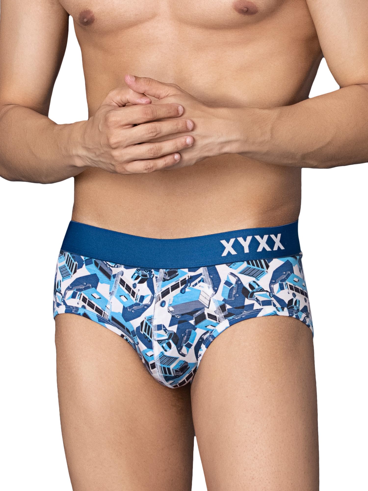 xyxx Men Micro Modal Brief, Slim Fit, Printed, Pack of 1, XYBRF194XL, Street Blue, XL-picture-47
