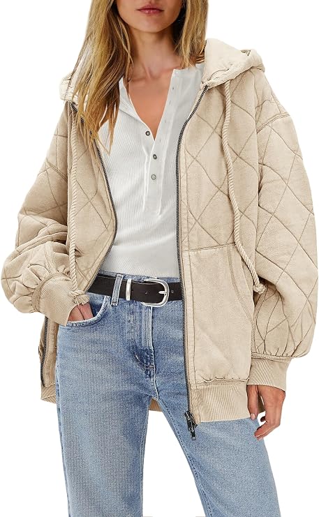 Yanekop Womens Quilted Jackets Lightweight Puffer Jacket Casual Padded Coat Outwear Oversized Puffer Coat with Pockets