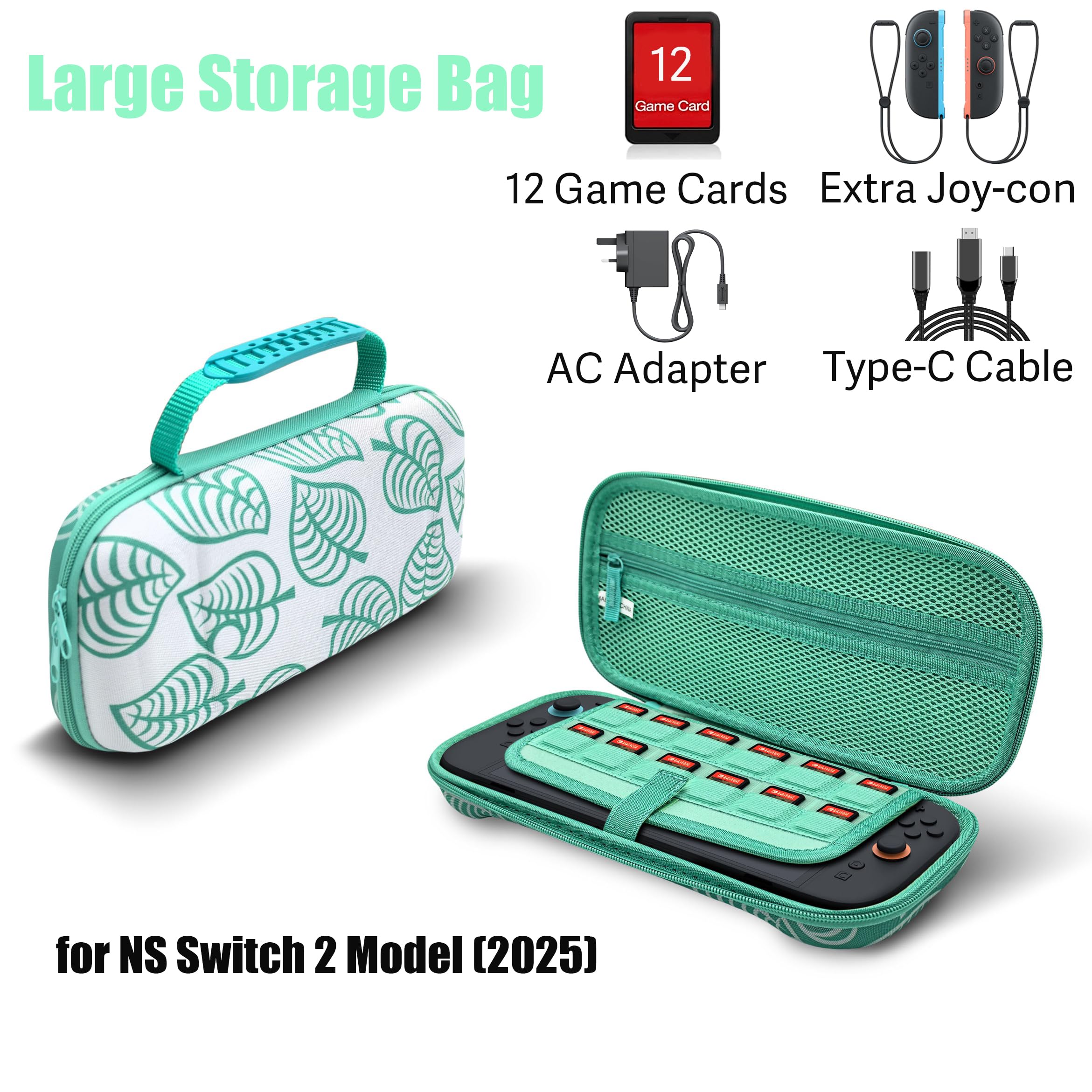BlueMW Tasche Kompatibel mit NS Switch 2, Harte Schutzhülle Carry Case für Switch 2 Konsole, 12 Spiele und Stauraum für Zubehör