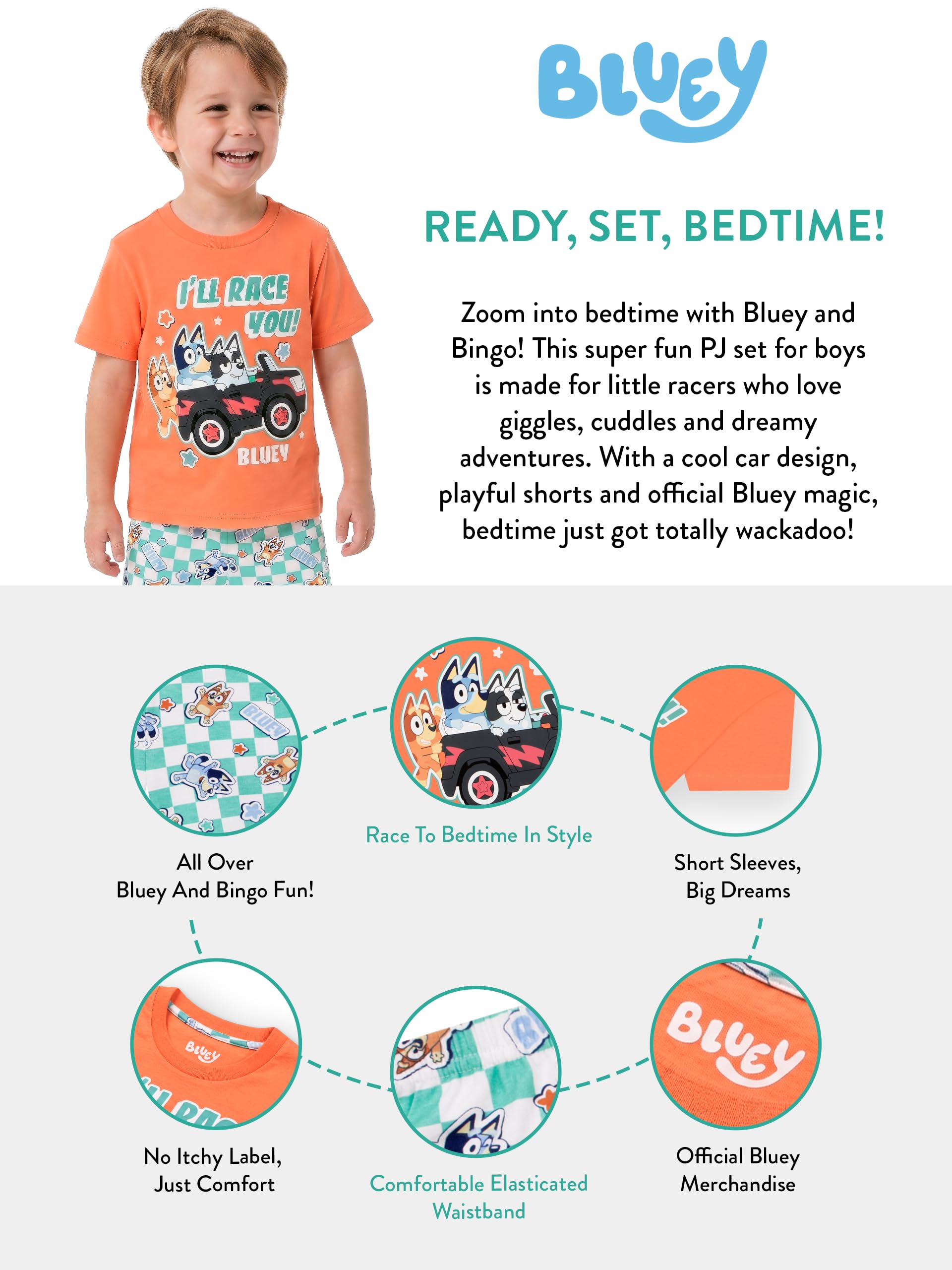 BlueY Pyjama Manche Courte, Pyjama Enfant Garcon Bingo, Pyjamas d'été Enfant