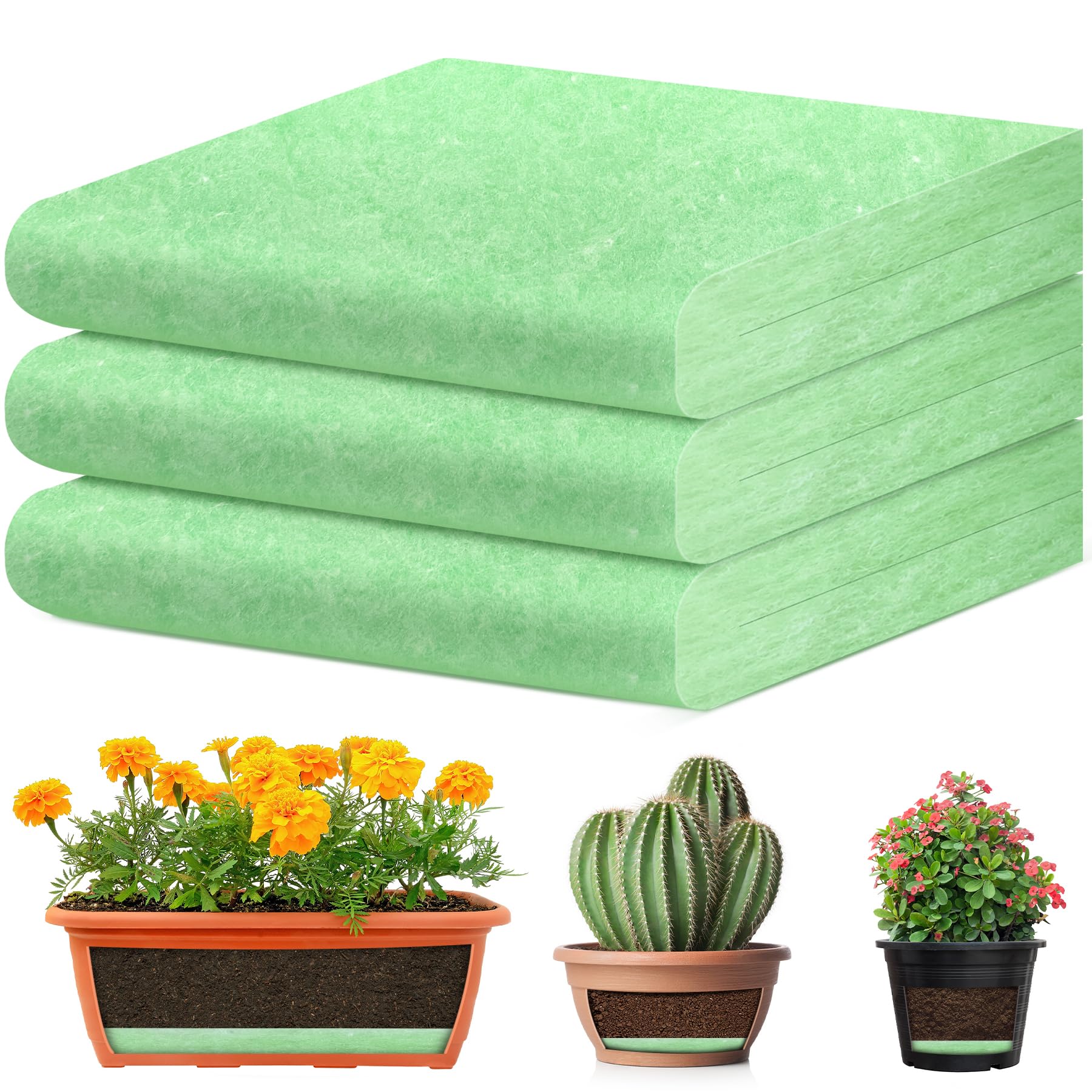 phepetroll 3 PCS Flower Pot Filler Insert 31.5''x 11.8'' Green Plant Pot Filler Drainage Insert Lightweight Planter Drainage Materials for Planter Indoor Outdoor Gardening Plants Container