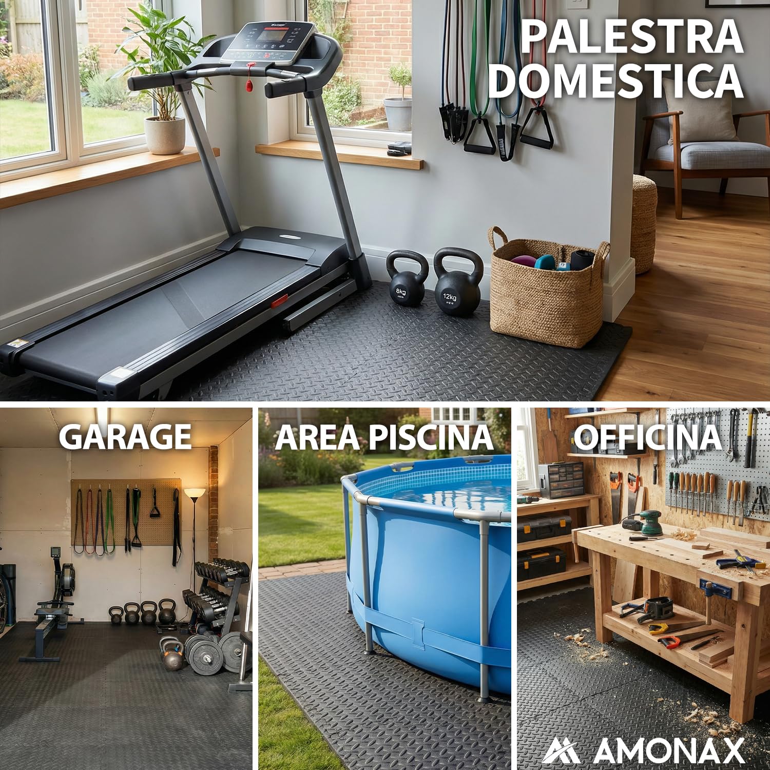 Amonax Tappeto Palestra Tappetini in Schiuma Eva, Puzzle Palestra Tappetino Palestra, Tappetini Da Gioco per Bambini, Tappeto Piscina Attrezzi Palestra Tappetini Palestra per Palestra in Casa