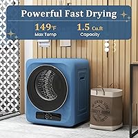 Vista 3 de Auertech Secadora de ropa portátil de 1.5 pies cúbicos, secadora eléctrica de carga frontal de 850 W con tambor de acero inoxidable, perilla