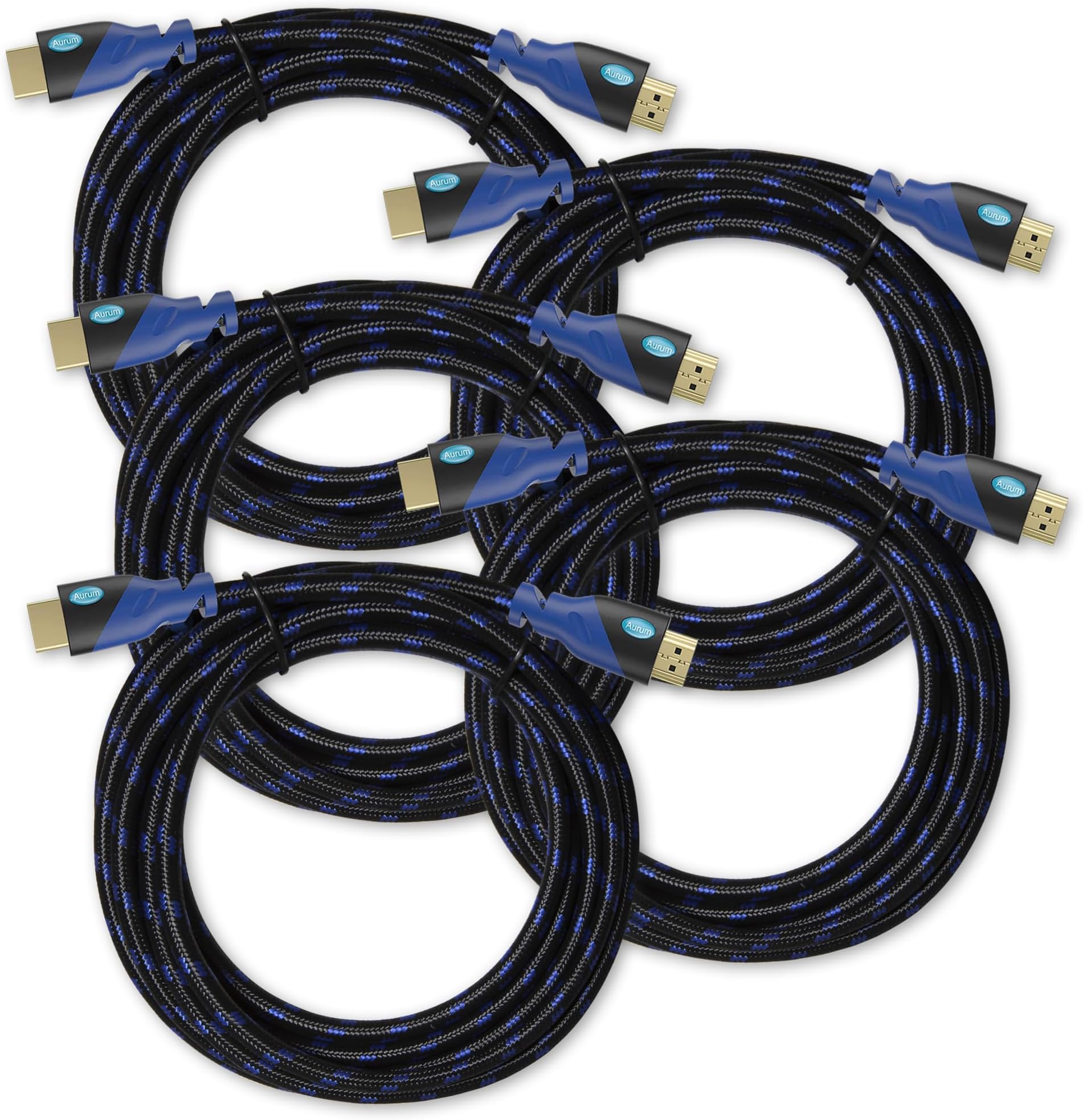 Aurum Ultra Series - High Speed HDMI Cable with Ethernet - 5 pack (12 FT) - Supports 3D & Audio Return Channel - Full HD [Latest Version] 12 Feet - 5 pack