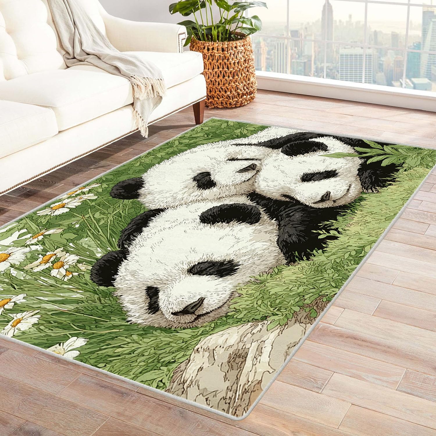 Tapis en flanelle panda doux de qualité supérieure 90x120