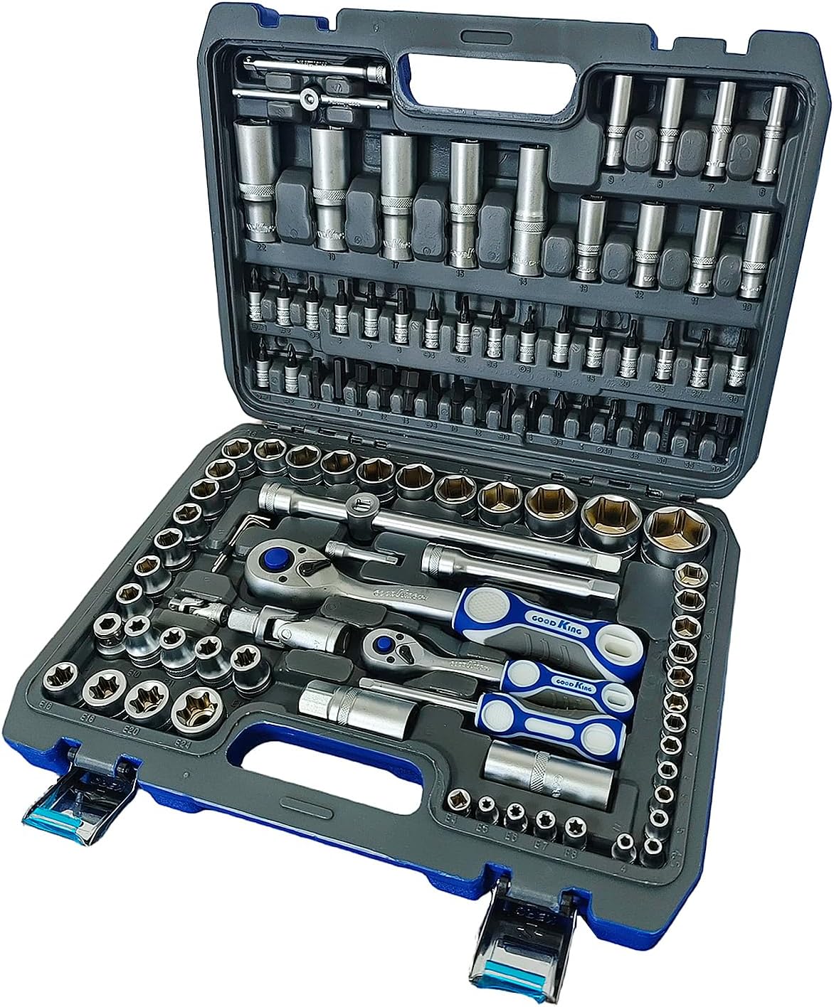 108 Piece Socket Wrench Tool Set, Auto Repair Hand Tool Combination Kit with Toolbox Storage Case, Manual Power Source