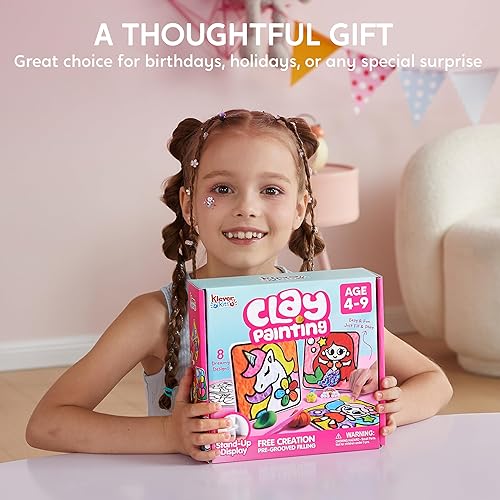 Miniatura 8 de Klever Kits Pintura de arcilla seca al aire, kit de arcilla de aire para niños, 8 rellenos previamente ranurados y tablas de diseño original, fácil