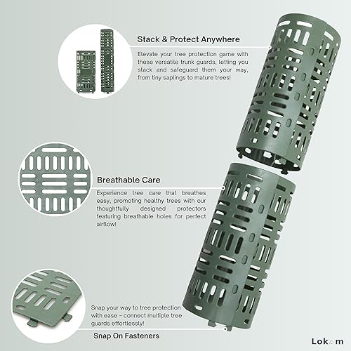 Miniatura 2 de LOKAM Paquete de 7 protectores de tronco de árbol  Cubiertas de árboles verde oscuro  Protectores de plantas de animales  Protege contra