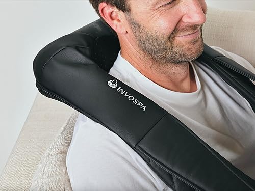 Miniatura 6 de Masajeador shiatsu de hombro y cuello con calor, almohada masajeadora para tejido profundo para aliviar el dolor del cuello, la espalda y los