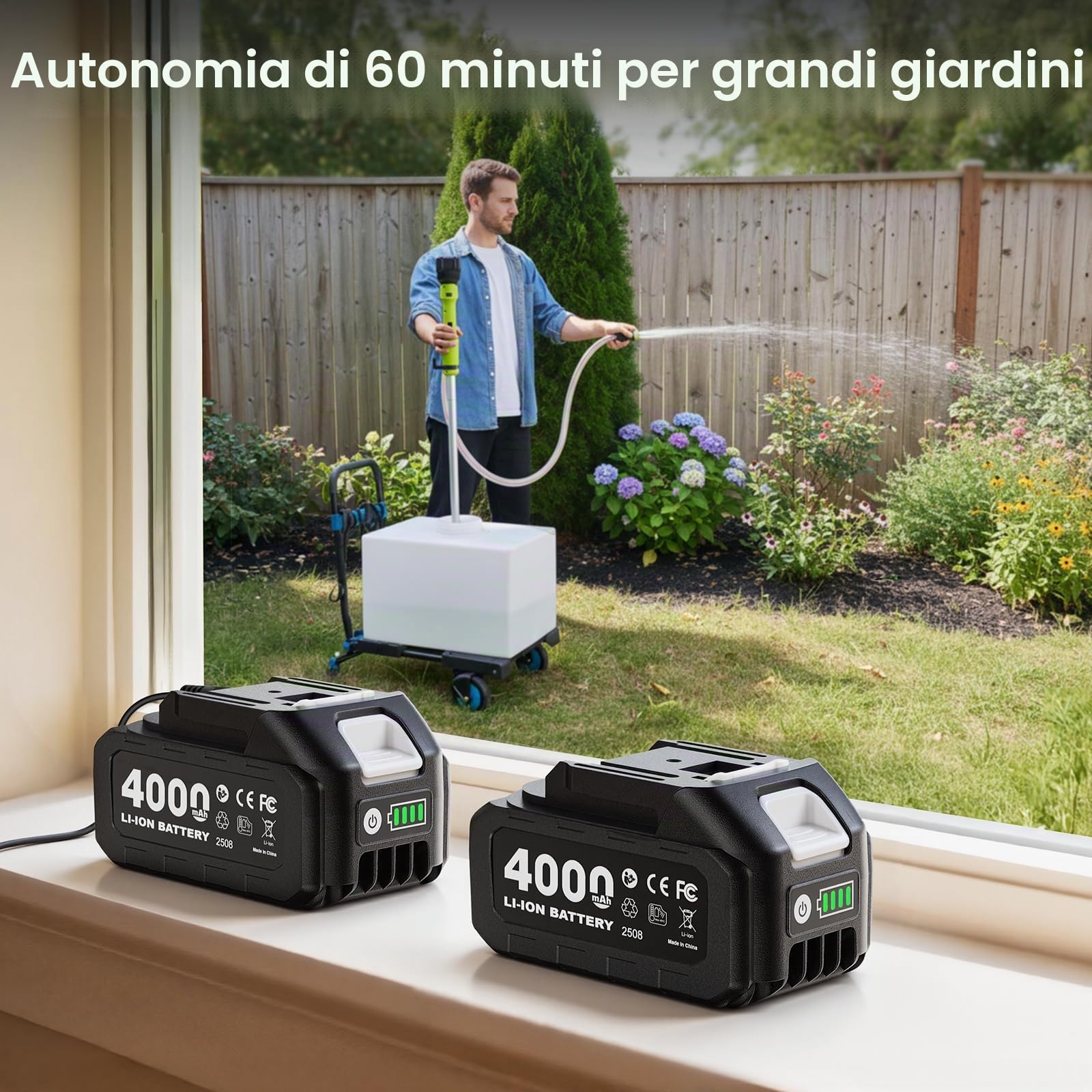 TaskStar Pompa di trasferimento dell'acqua del bastone senza fili ad alto flusso potente pompa di pozzetto alimentata a batteria per piscina stagno giardino