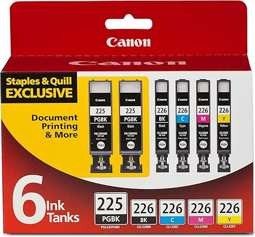 Canon PGI-225CLI-226 Paquete de valor genuino de seis colores, compatible con iP4820, iP4920, iX6520, MG5120, MG5220, MG5320, MG6120, MG6220,