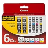 PGI-225&sol;CLI-226 Genuine Six Color Value Pack&comma; Compatible with iP4820&comma; iP4920&comma; iX6520&comma; MG5120&comma; MG5220&comma; MG5320&comma; MG6120&comma; MG6220&comma; MG8120&comma; MG8220&comma; MX712&comma; MX882&comma; and MX892 Printers