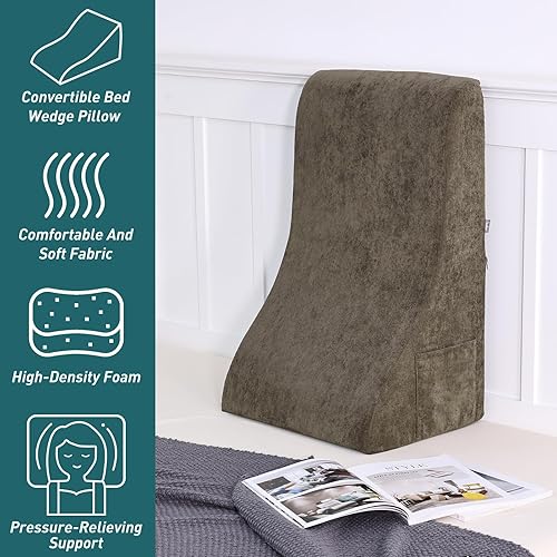 Miniatura 4 de baibu Almohada de cuña de cama de 25 x 20 pulgadas para aliviar el dolor de espalda, piernas y rodilla, soporte de espalda para sentarse en la