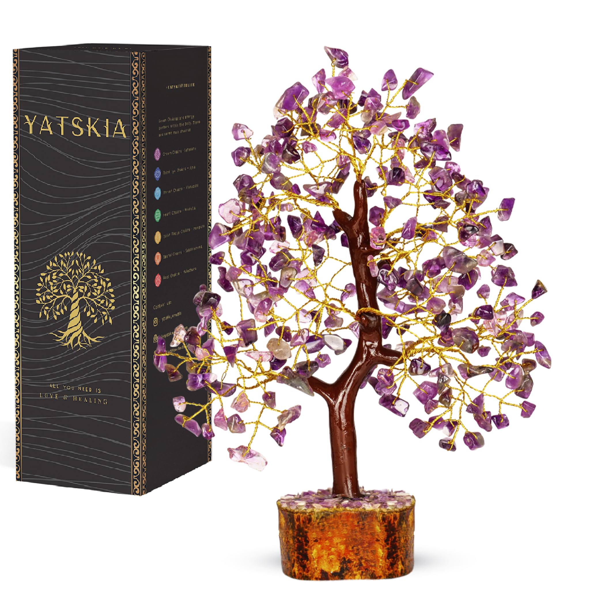 Yatskia Women's Purple Amethyst Crystal Tree - Bonsai, Balancing Tree For Positive Energy, Crystal Gifts For Seven Chakra Healing Stones