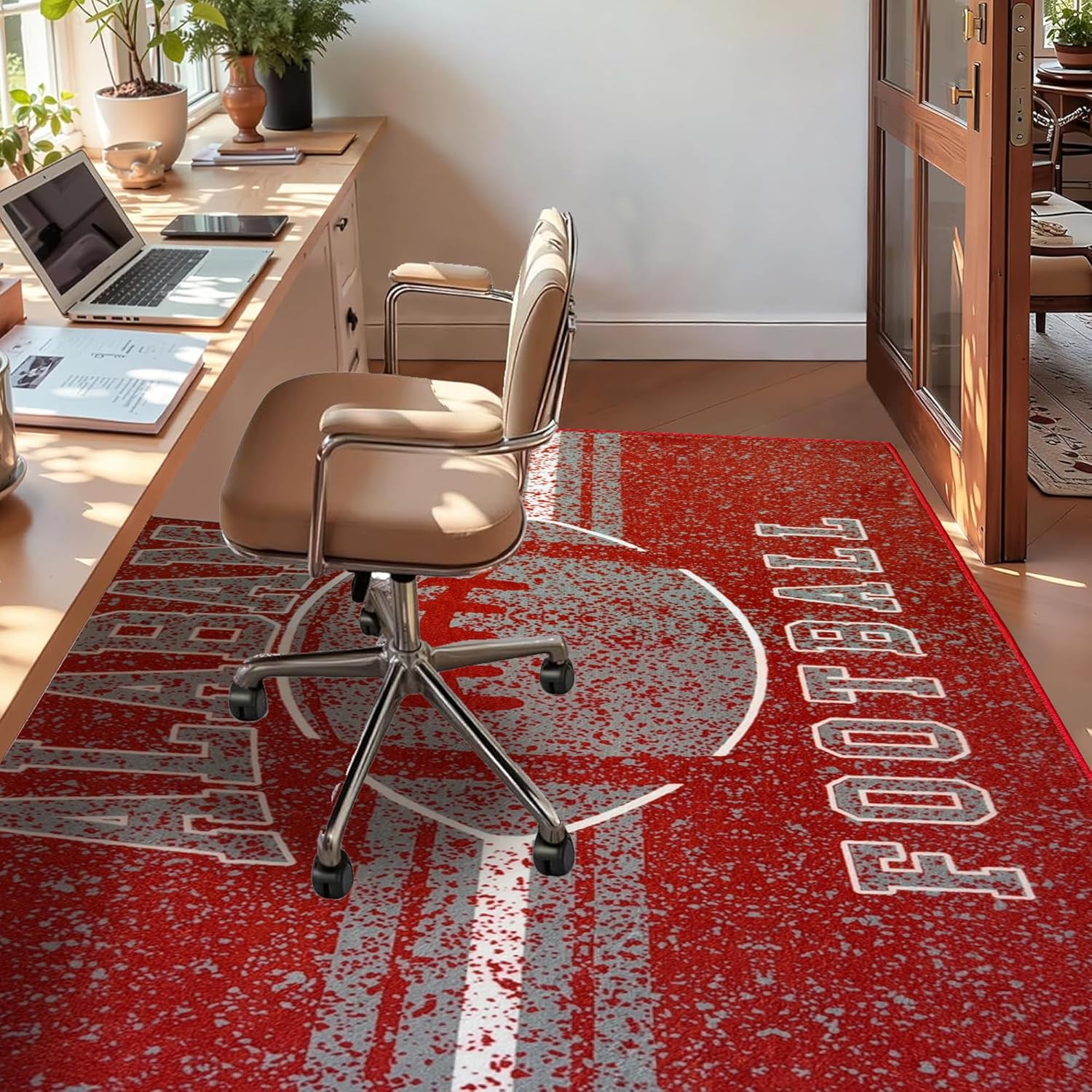 Machine Washable Rug 5x7, Low Pile Indoor Area Carpet for Bedroom Living Room Office Kitchen Dining Laundry Room, Easy-Clean