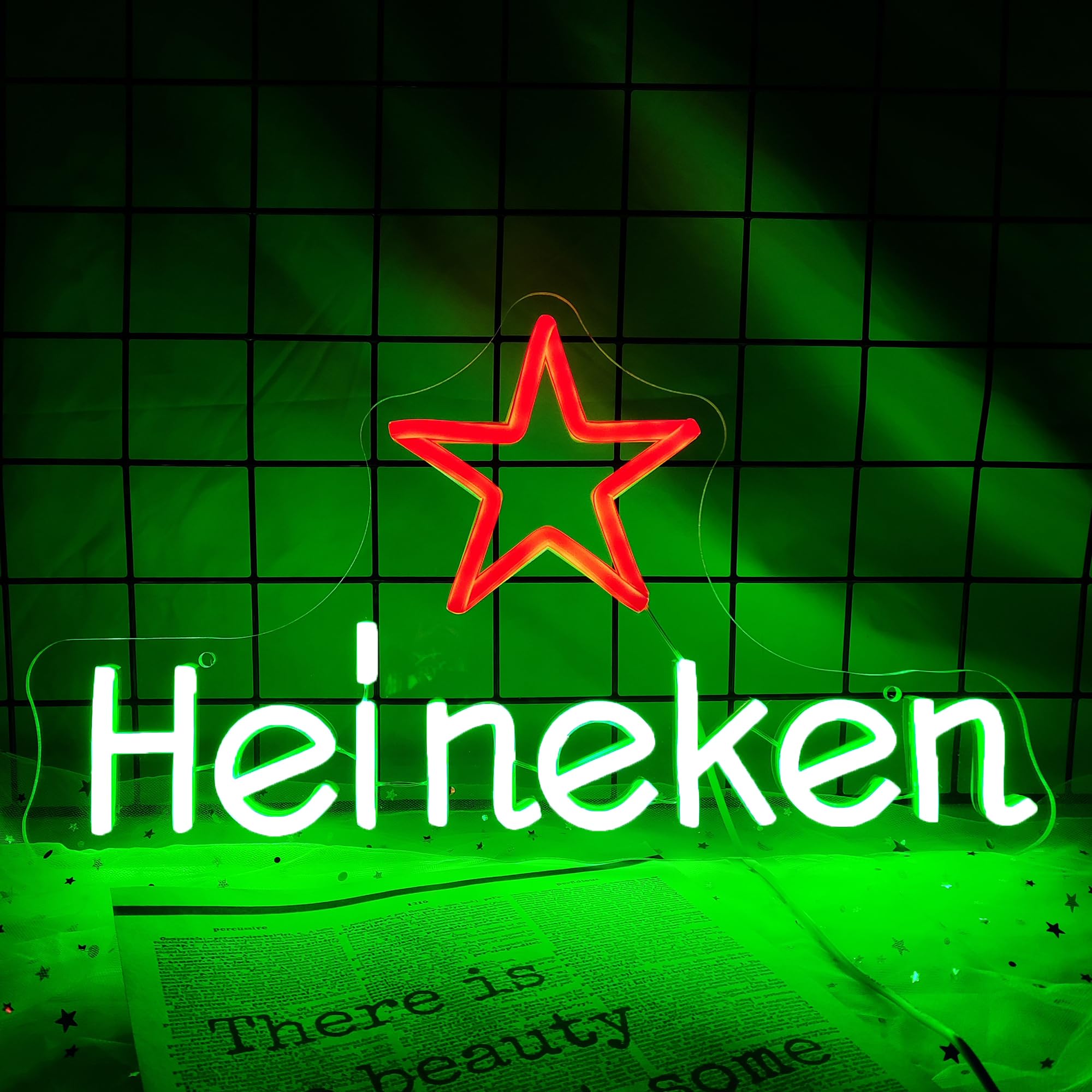Heieken Neon Sign for Wall Decor Dimmable Beer Light Sign Bar Led