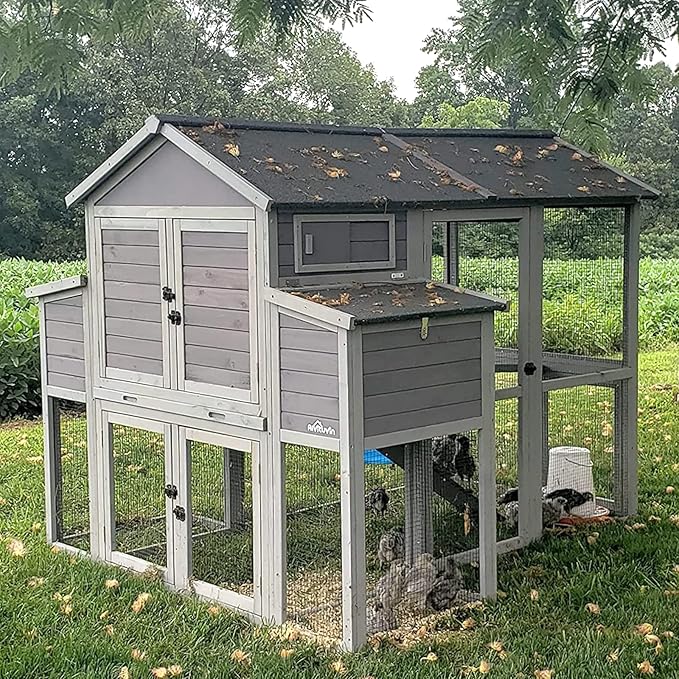Chicken Coop 75.7" Large Hen House Wooden MultiLevel