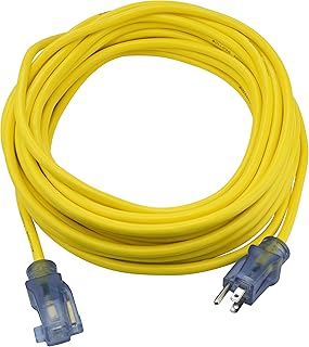 Prime Wire and Cable LT511730 50-Foot 14/3 SJTOW Bulldog Tough Extension Cord with PrimeLight Indicator Light, Yellow