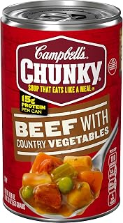 Campbell's Chunky Beef Soup with Country Vegetables 18.8 oz Can - Hearty Protein-Packed Meal Ready to Eat