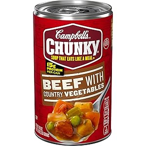 Campbells Chunky Soup, Beef Soup with Country Vegetables, 18.8 Oz Can