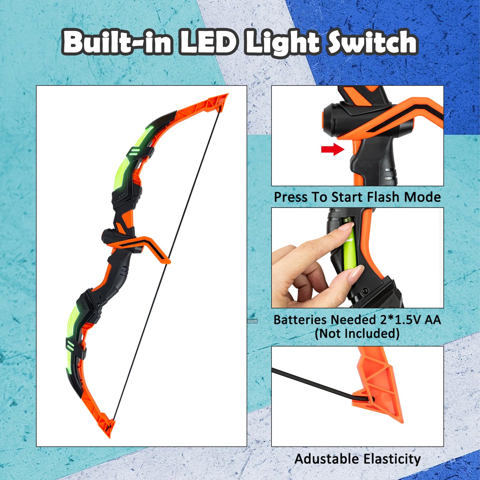 RedCrab Arco e Frecce per Bambini con Luci LED 10 Frecce a Ventosa Bersaglio Gioco 3-8 Anni Ragazzi Ragazza