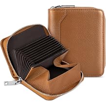 HUANLANG Mens Wallet Zipper RFID Blocking Multi Card Holder Bifold Wallets