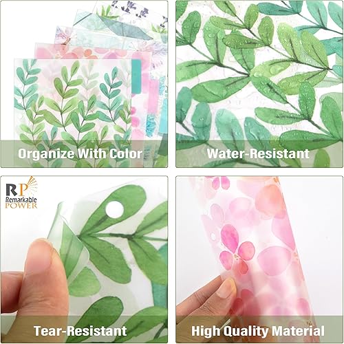 Miniatura 3 de RP Remarkable Power, Paquete de 24 separadores de índice de plástico A5 de la serie floral, divisor de pestañas insertable para 6 anillos,