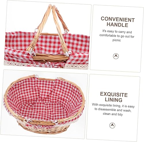 Miniatura 4 de Cesta de picnic Cesta de picnic Cesta de verduras con asa Cestas de mimbre para lavandería Cesta de compras Cesta de huevos tejida Cesta de huevo