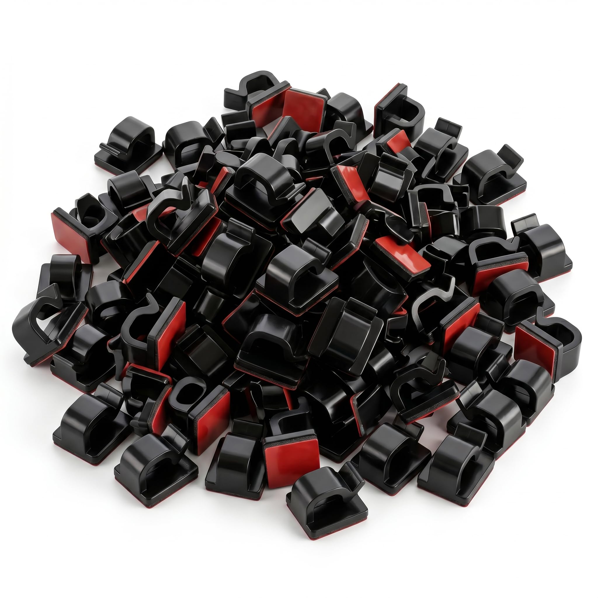XIEMOMO 120 Packs Black Adhesive Cable Clips, Self-Adhesive Cord Clips for Wires on Wall, Wire Management Clips for Car, Desk, Home Office, Small Cable Clips for Ethernet Cable, Christmas Light Clips