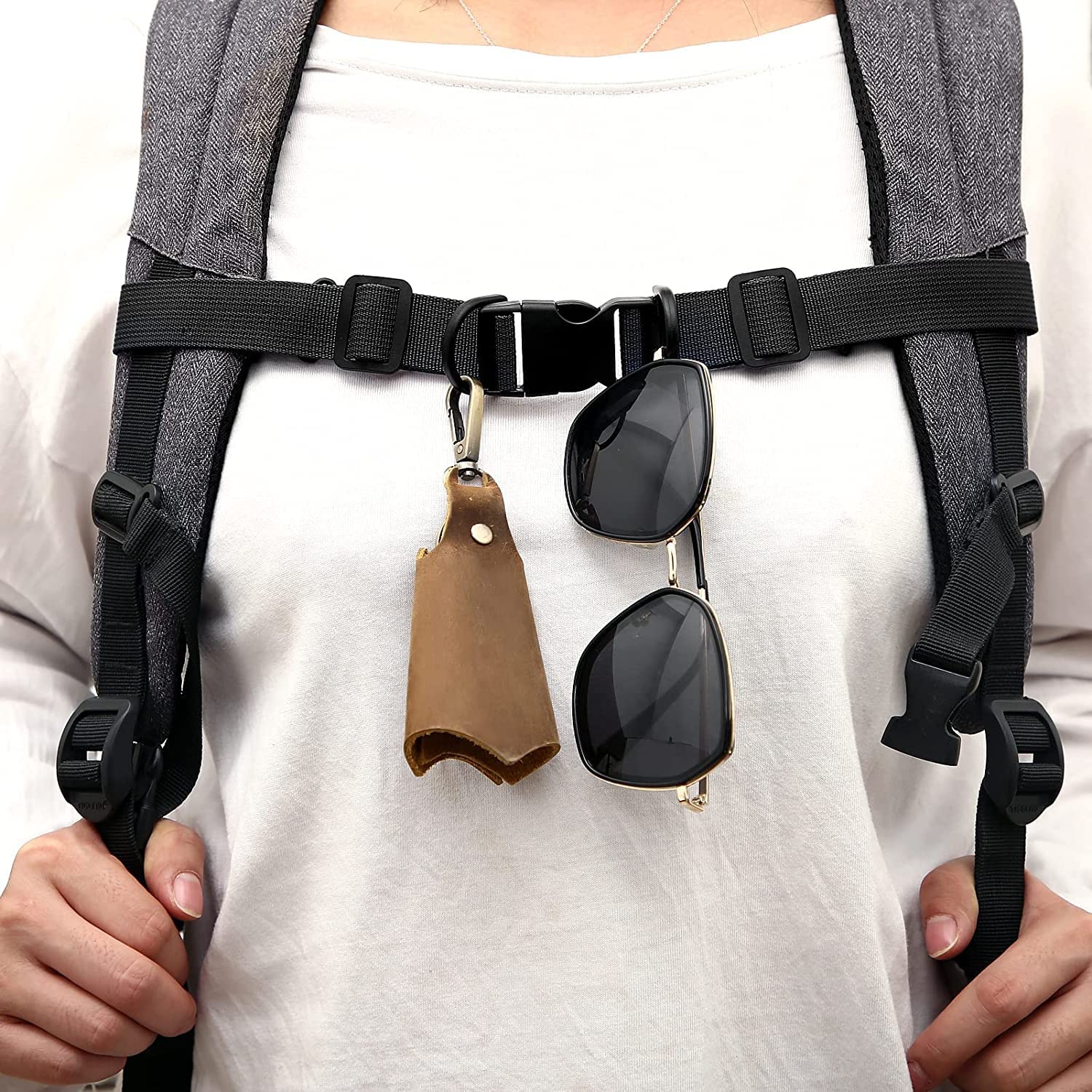 2 Sangles De Poitrine Réglables Pour Sac à Dos - Nylon, Boucles Plastique, Libération Rapide, Ajustement Confortable