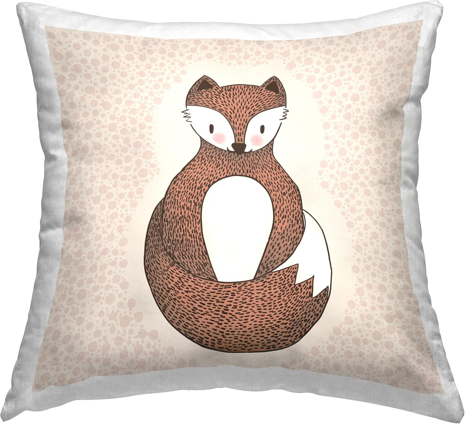 Stupell Industries Whimsical Smiling Fox Patterned Nursery Design Design by Birgit Maria Kiennast Throw Pillow