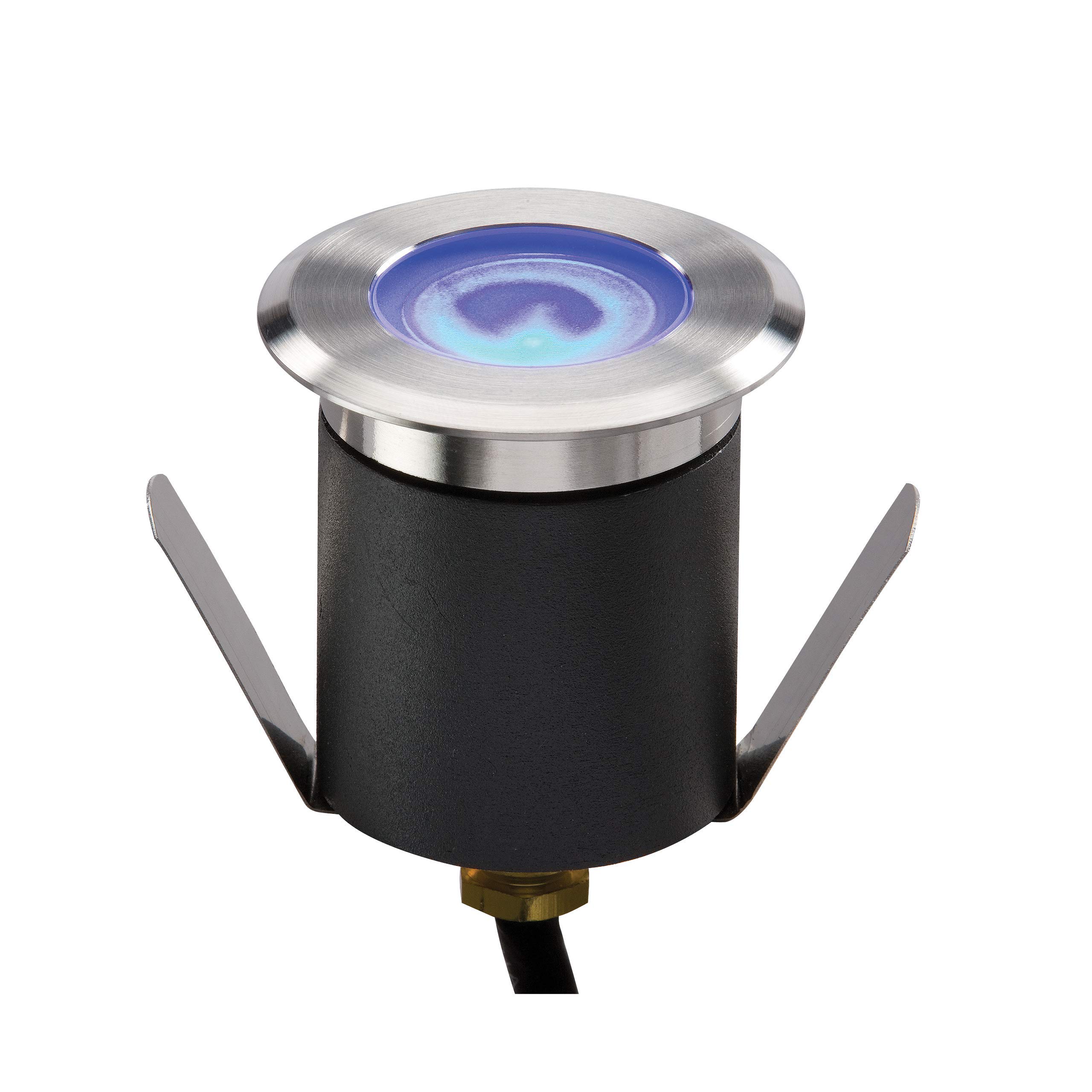 Knightsbridge IP65 230V 1W High Output Led Blue Mini Ground Light C/W Cable, Metal, Silver