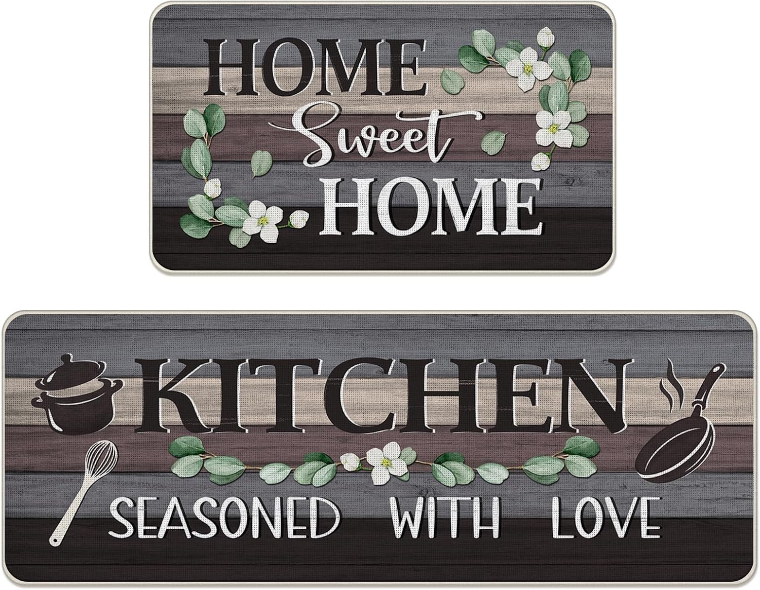 Boho Western Aztec Geometric Kitchen Rugs Set of 2, Bohemia Brown Blue Black Kitchen Mats Home Decor, Farmhouse Minimalist Vintage Abstract Floor Door Mat Decorations - 17x29 and 17x47 Inches