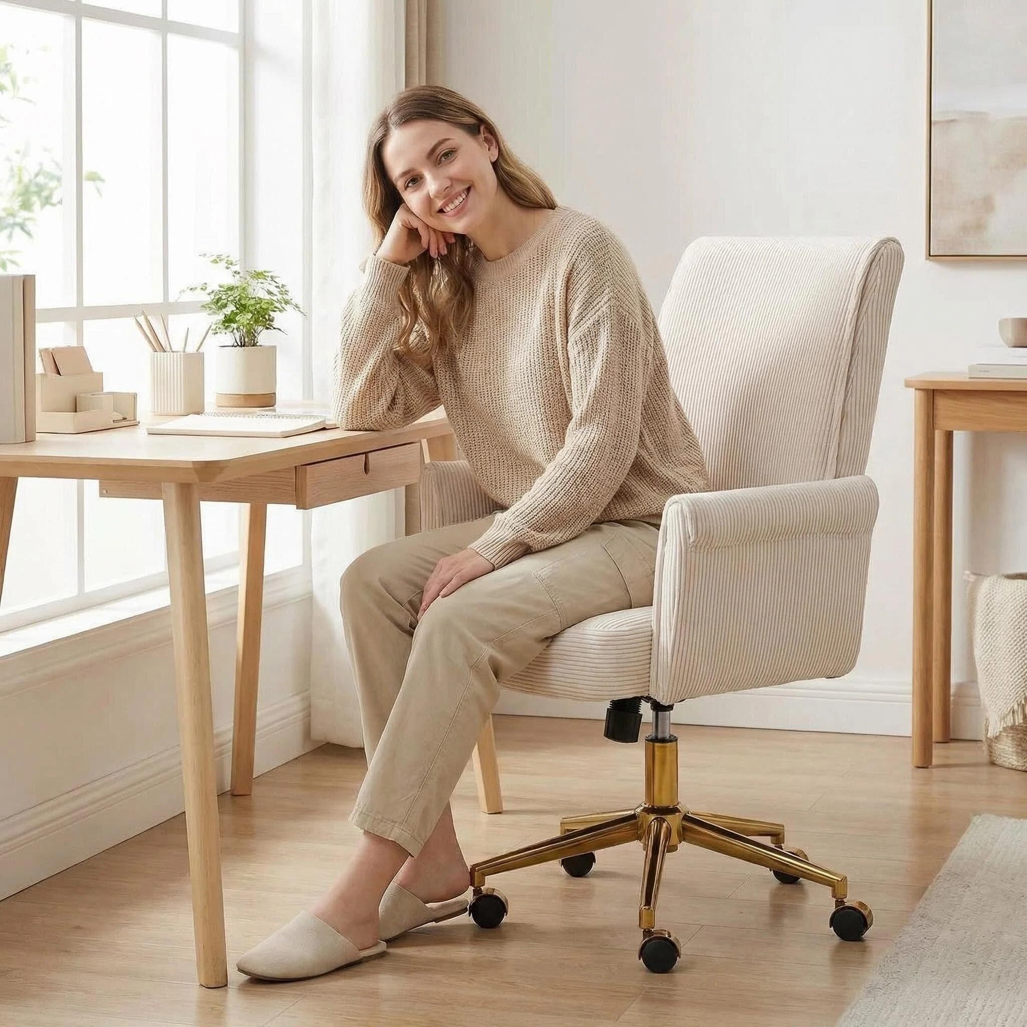 YISHENG Stripes Velvet Office Chair
