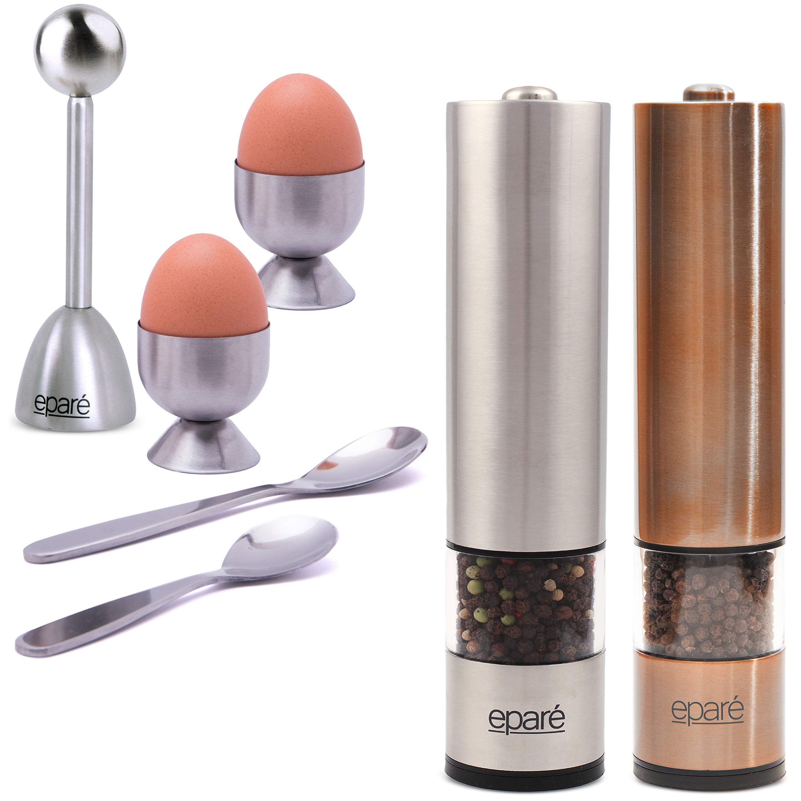 Eparé Bundle: Electric Salt or Pepper Grinder & Copper Electric Salt or Pepper Grinder & Steel Egg C