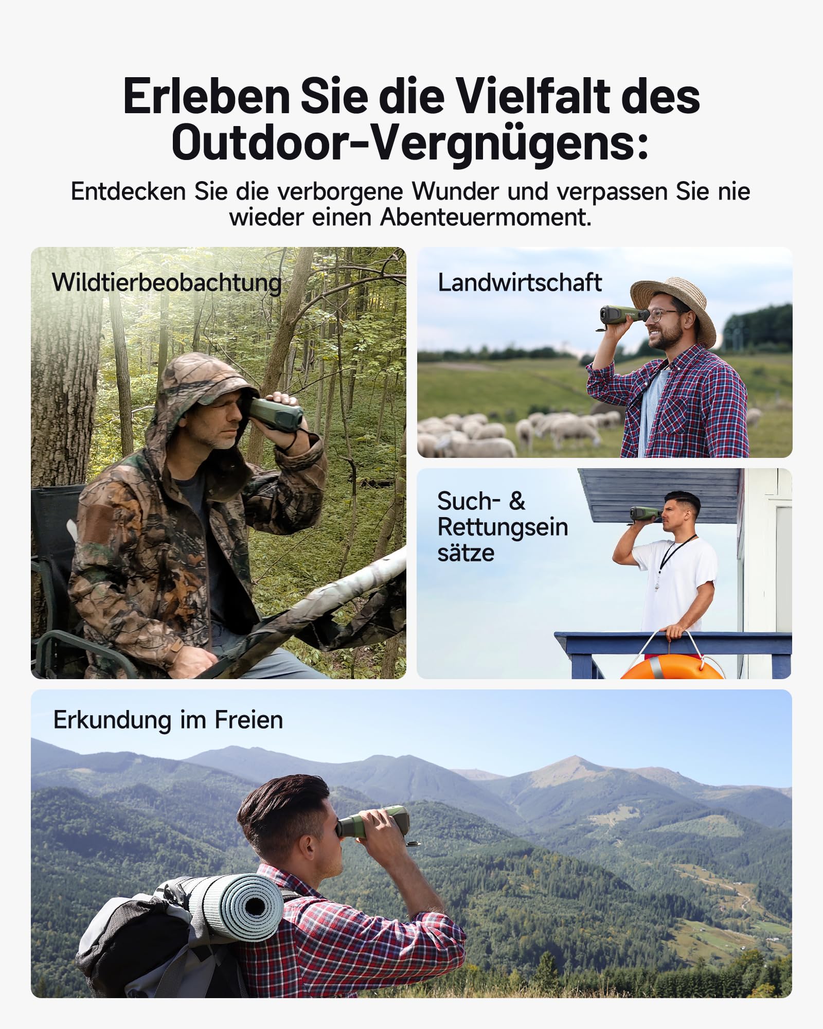TOPDON TS004 wärmebildkamera Jagd, 320x240 TISR Wärmebild-Monokular 13mm, 50Hz, 11H Akkulaufzeit, 32GB Speicher, für Jagd, Nachtsicht-Outdoor-Erkundung, Wildbeobachtung