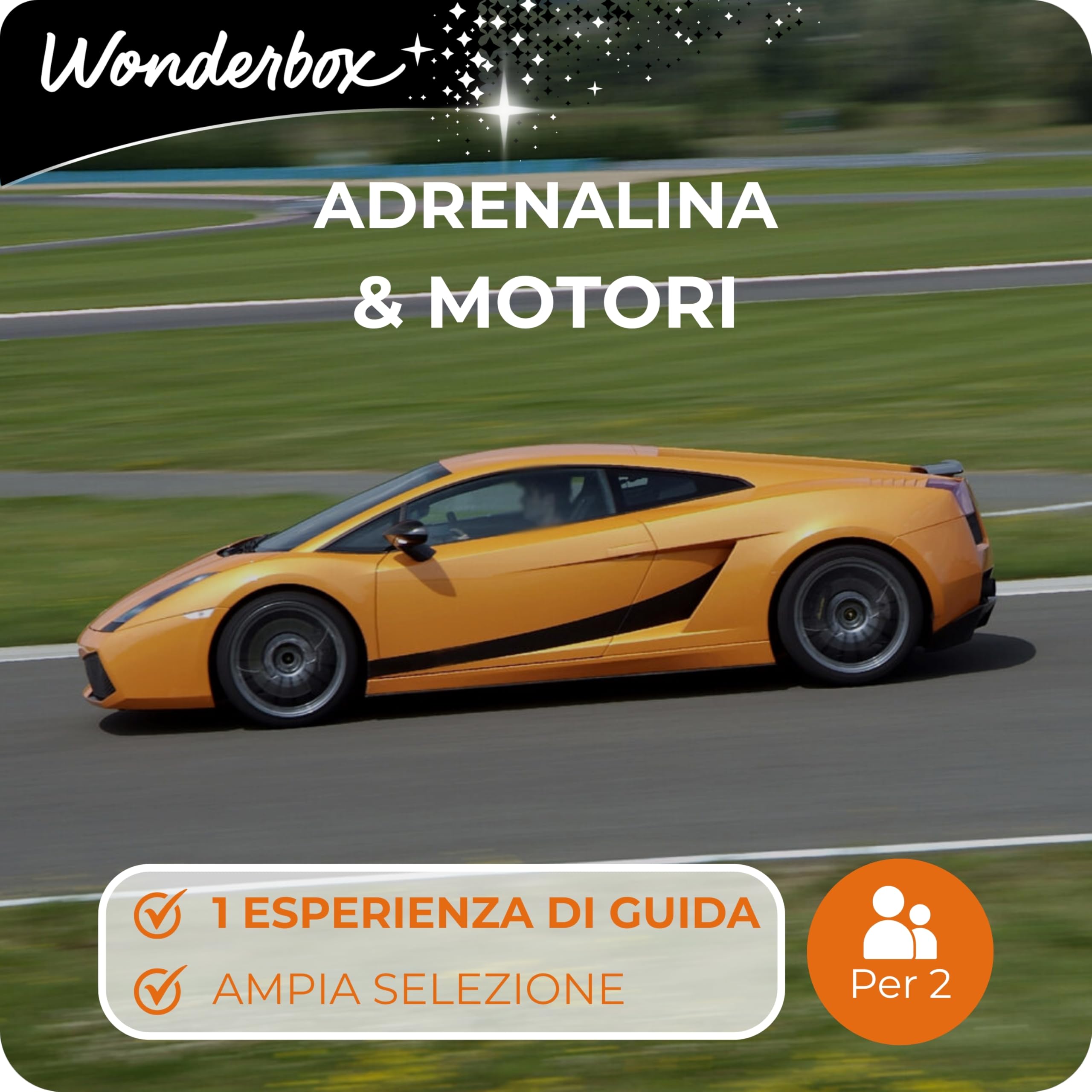 WONDERBOX - Cofanetto Regalo - Adrenalina Motori - per 1 o 2 Persone | 1 esperienza di guida - Più di 1000 attività - Ferrari, Lamborghini, Subaru, Audi