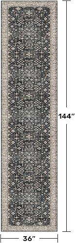Miniatura 623 de Alfombra Boho Negra para Sala de Estar - Alfombra de Área Lavable de 10x14 Pies, Alfombras de Comedor para Debajo de la Mesa, Alfombra Suave de Pelo