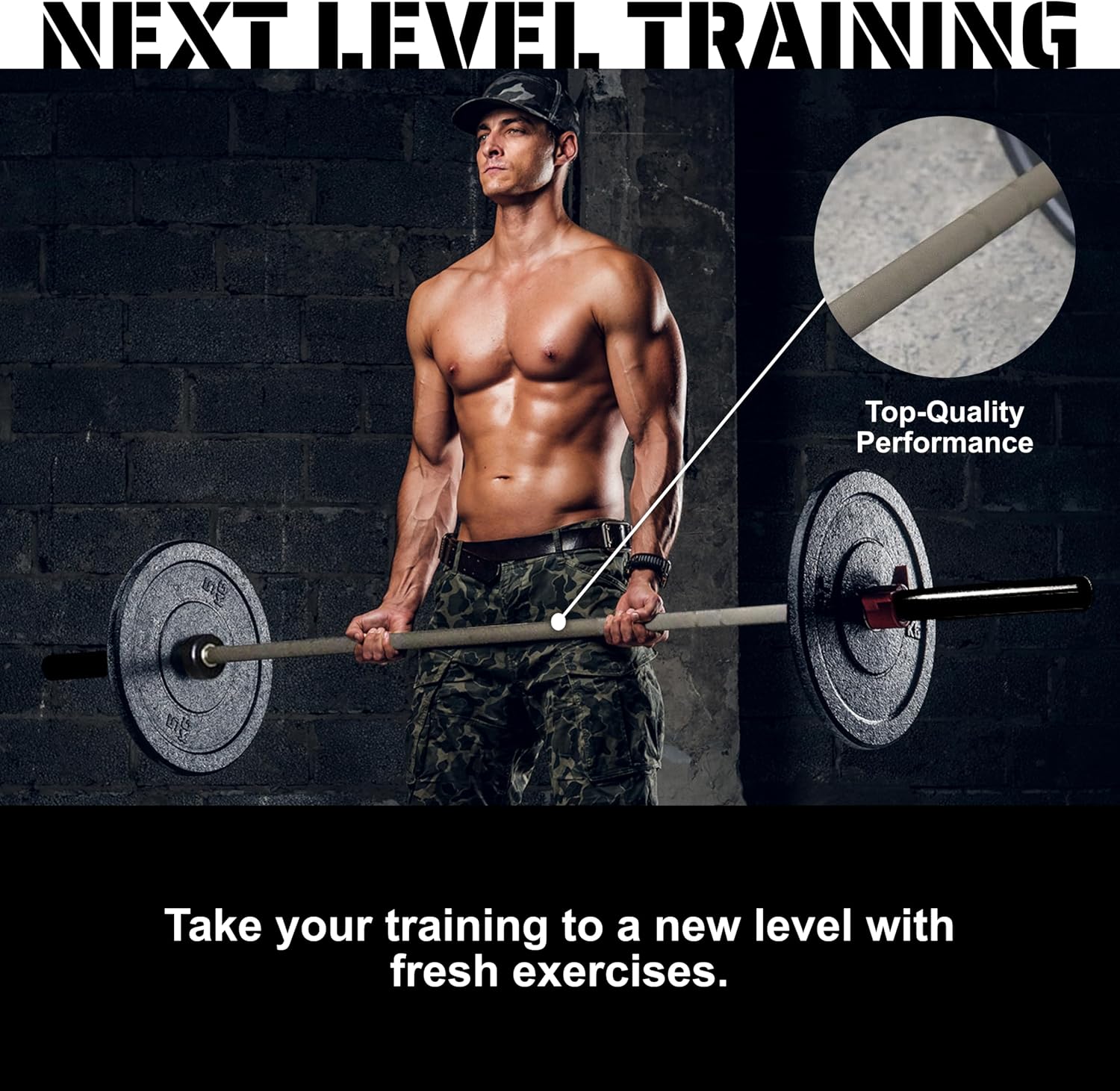 Tribe WOD Olympus Barbell Bar & Weight Bar - Durable, Bend-proof for Men and Women, Multipurpose Cerakote Weightlifting and Powerlifting Barbell for Home and Gym - Maximum Training Adaptability