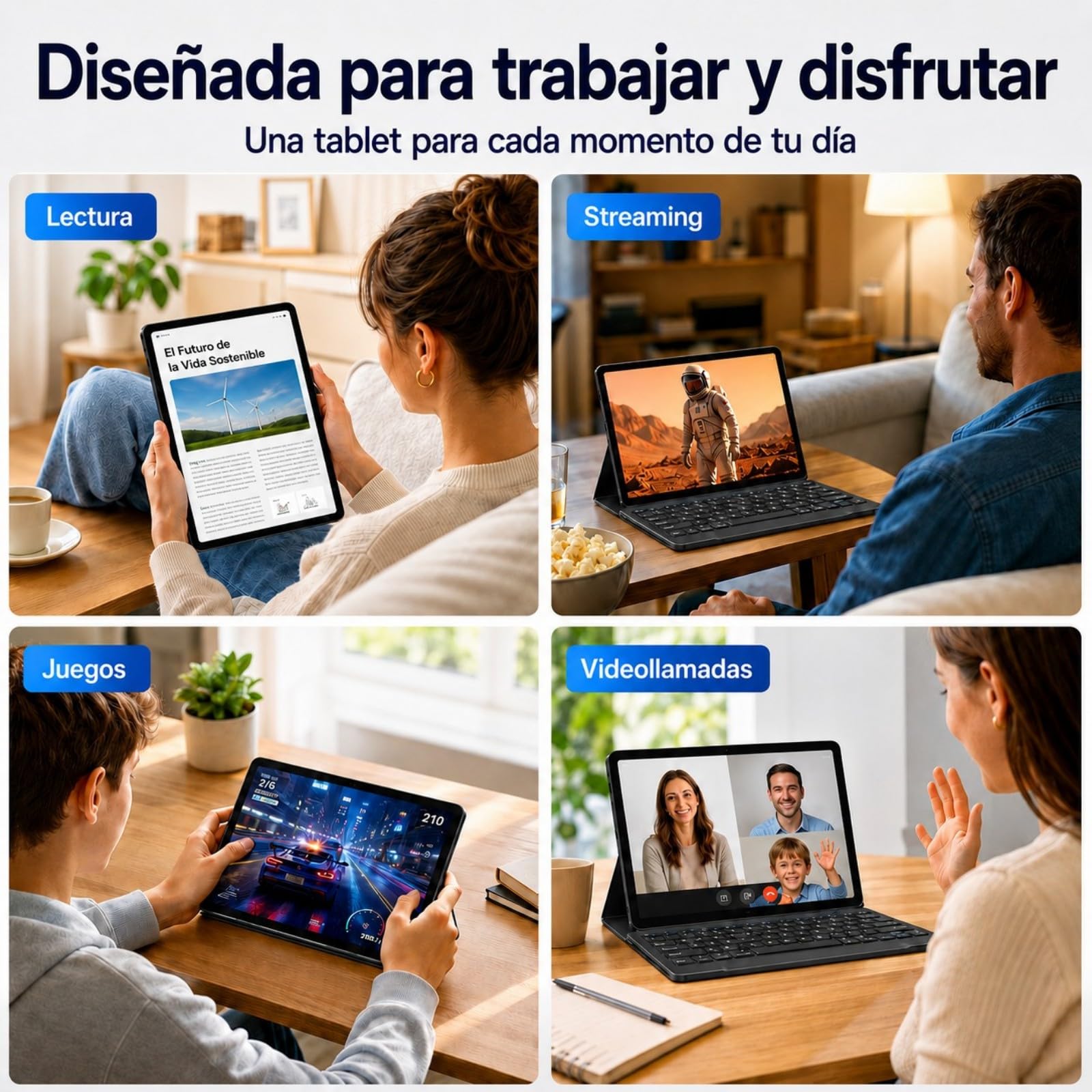 BESTTAB Android Tableta con Teclado - 24 GB RAM + 256 GB ROM(2TB TF) | Tablet 10 Pulgadas con Lápiz, Ratón y Funda, T606 Ocho Núcleos, Widevine L1, WiFi 5G, Batería 5000 mAh