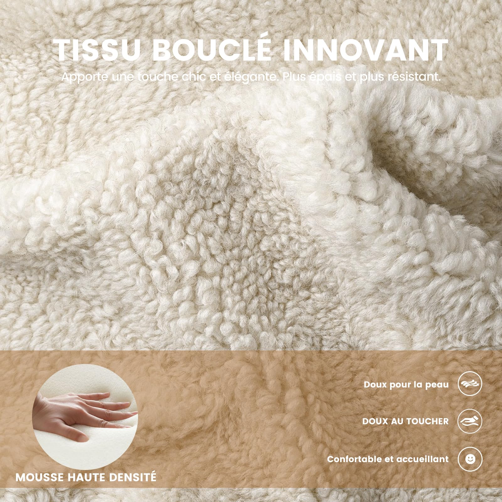 COLAMY Lot de 2 Fauteuils Modernes en Velours, Fauteuils à Oreilles Ronds et Confortables à 3 Pieds pour Salon, Chambre, Coin Lecture - Crème