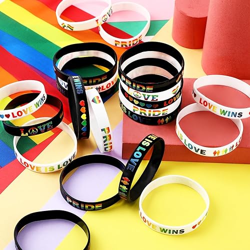 Miniatura 60 de JUNEBRUSHS 42 piezas de accesorios de concientización sobre el cáncer de mama, pulseras de silicona, accesorios de coraje y esperanza para mujeres