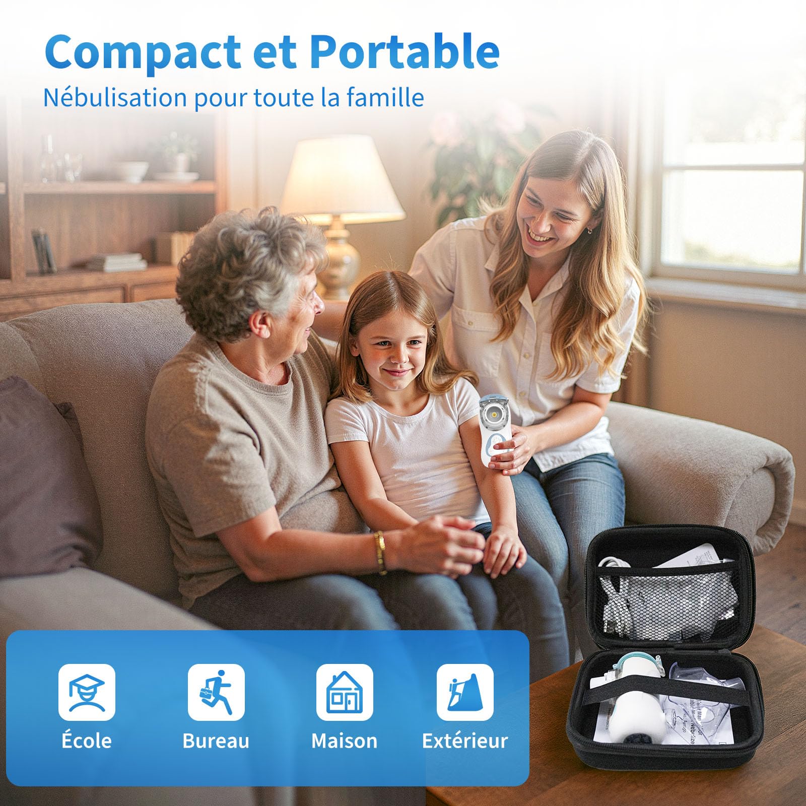 FEELLIFE Nebulisateur pour Enfant et Adultes, Rechargeable Nébuliseur Silencieux Taux d'Atomisation Réglable, Inhalateur Portable pour Traitement de la toux, de l'Maladies Respiratoires