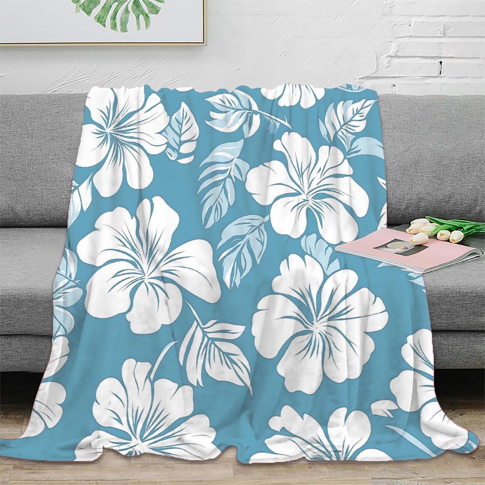 Couverture Polaire Microfibre de Haute Densité et Impression Florale 3D