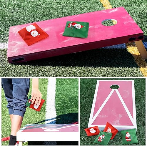 Miniatura 4 de Ceenna 12 bolsas de frijoles de Cornhole de Navidad, muñeco de nieve de Navidad, sacos de juegos de lanzamiento de cornhole, bolsas de Papá Noel